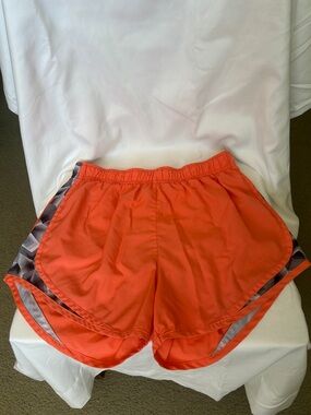 Women's Nike Orange Athletic Running Shorts with liner